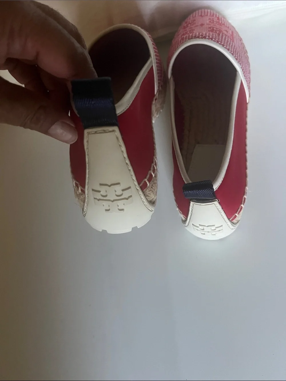 Women’s Size 8.5 M Tory Burch Red Logo Slip-On Espadrilles